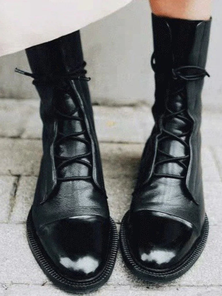 Victoria | Polished Lace Up Boots