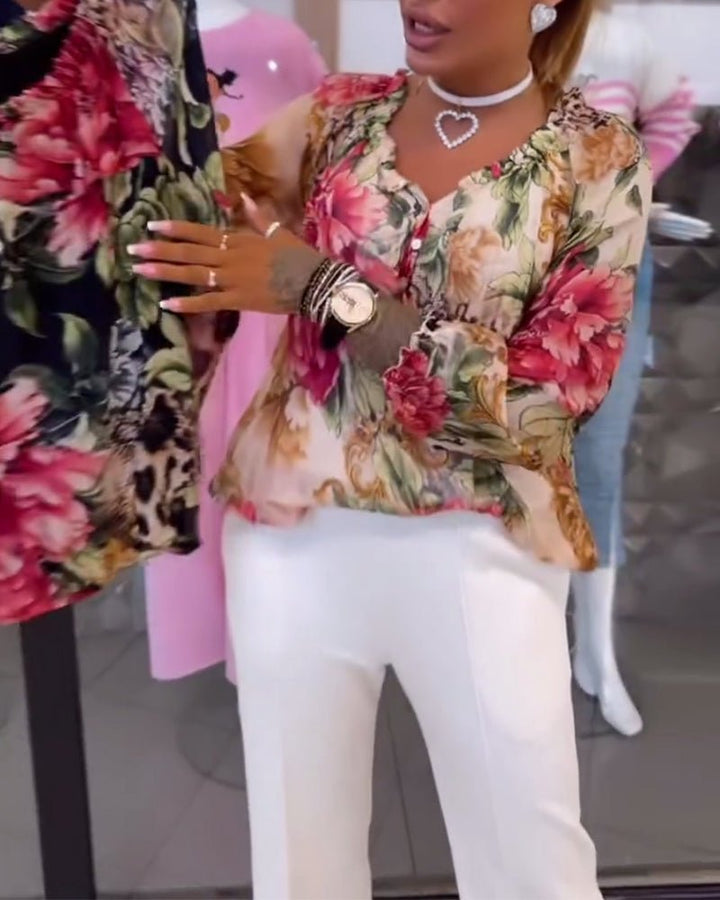 Elsie | Floral V-Neck Blouse