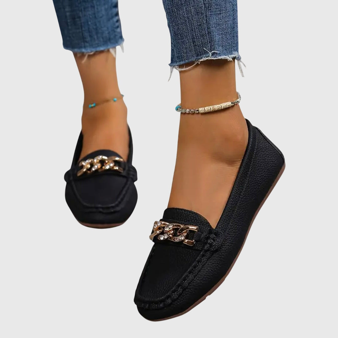 Eden - Flat Diamond Buckle Loafers