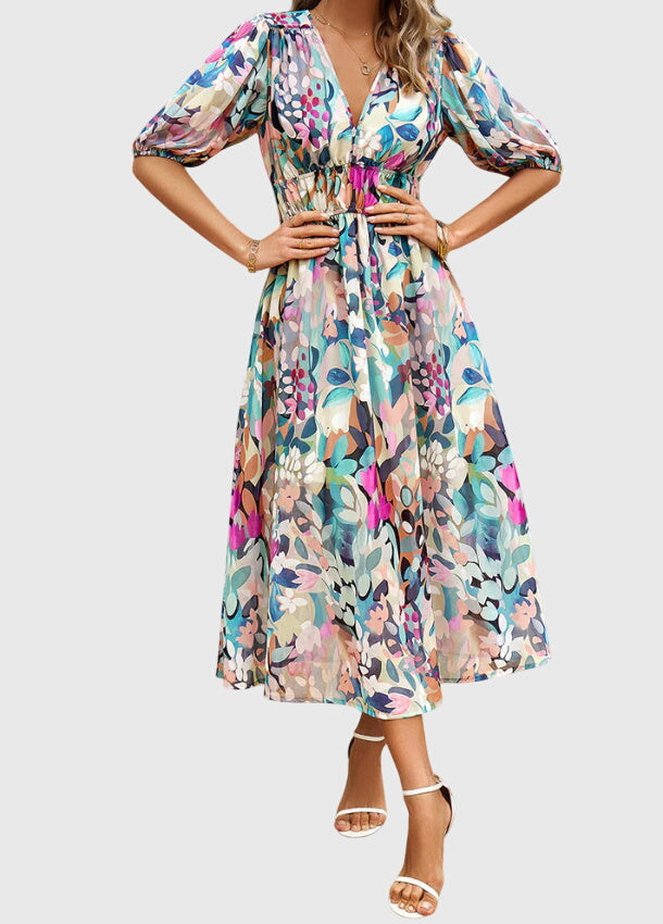 Clara | Flattering Floral Midi Dress
