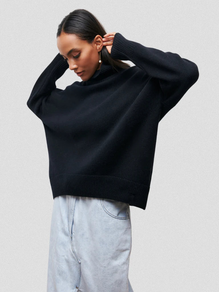 Elena | High Collar Knit Sweater