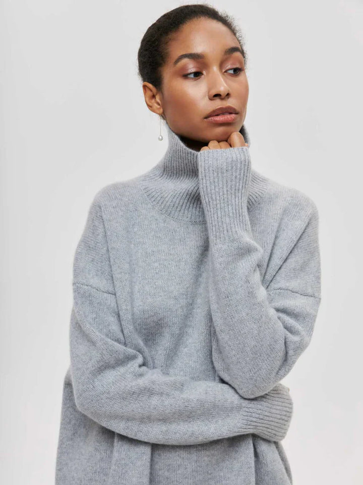 Elena | High Collar Knit Sweater