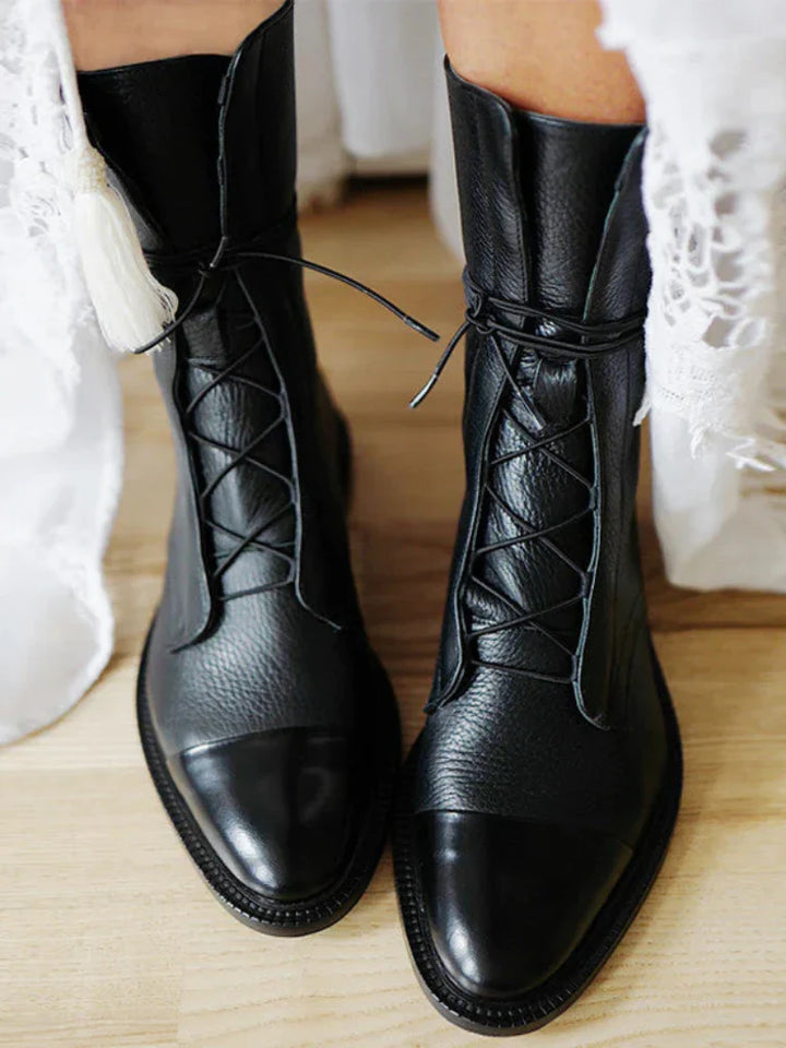 Victoria | Polished Lace Up Boots