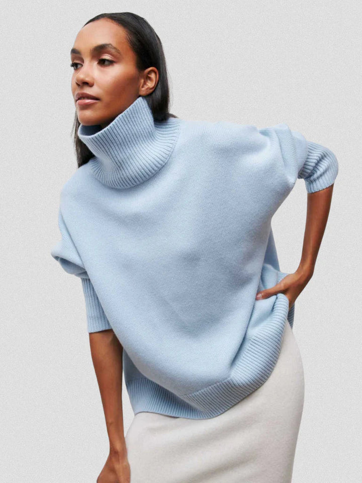 Elena | High Collar Knit Sweater
